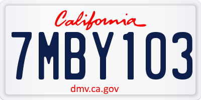 CA license plate 7MBY103