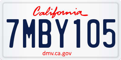 CA license plate 7MBY105