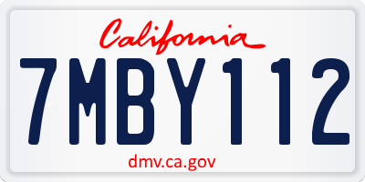 CA license plate 7MBY112