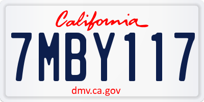 CA license plate 7MBY117
