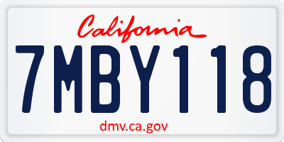 CA license plate 7MBY118