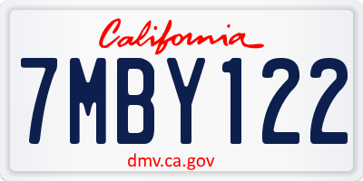 CA license plate 7MBY122
