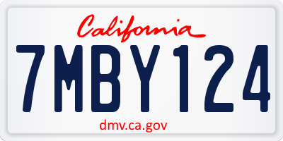 CA license plate 7MBY124