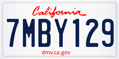 CA license plate 7MBY129