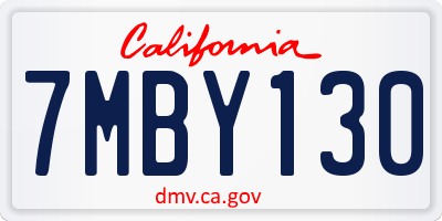 CA license plate 7MBY130