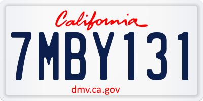 CA license plate 7MBY131