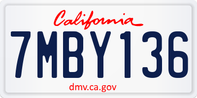 CA license plate 7MBY136