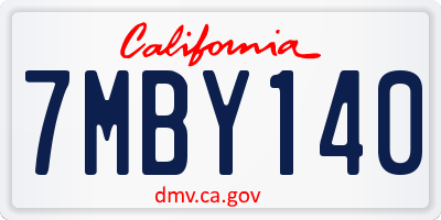 CA license plate 7MBY140