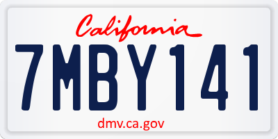 CA license plate 7MBY141
