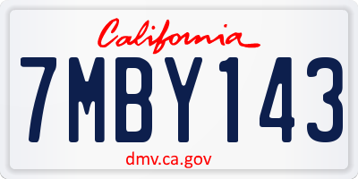CA license plate 7MBY143