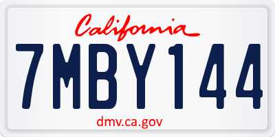 CA license plate 7MBY144