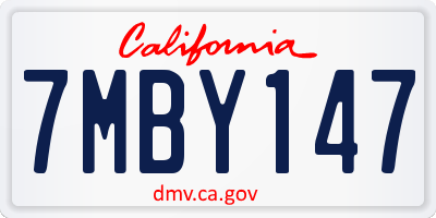 CA license plate 7MBY147