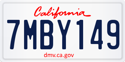 CA license plate 7MBY149