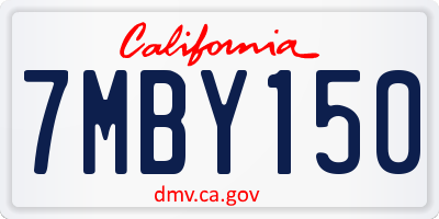 CA license plate 7MBY150