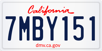 CA license plate 7MBY151
