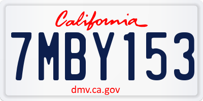 CA license plate 7MBY153