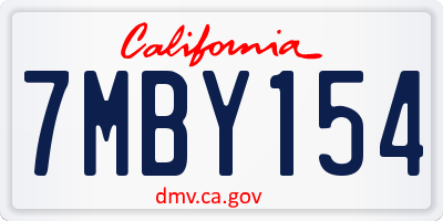 CA license plate 7MBY154