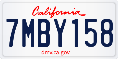 CA license plate 7MBY158