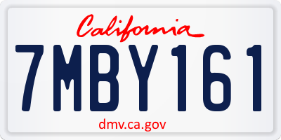 CA license plate 7MBY161