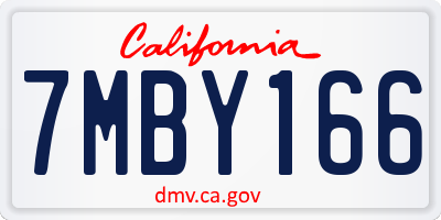 CA license plate 7MBY166
