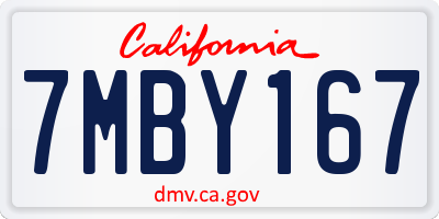 CA license plate 7MBY167