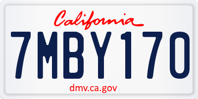CA license plate 7MBY170