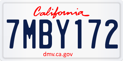 CA license plate 7MBY172