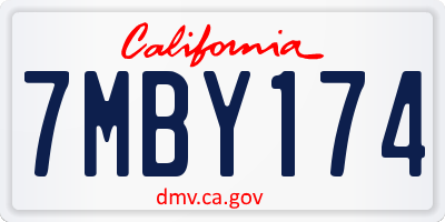 CA license plate 7MBY174