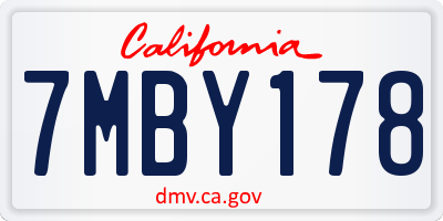 CA license plate 7MBY178