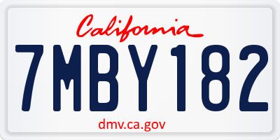 CA license plate 7MBY182