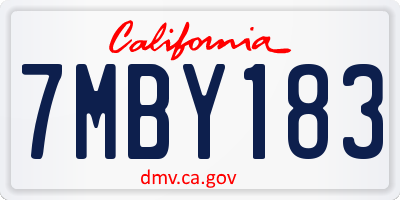 CA license plate 7MBY183