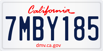 CA license plate 7MBY185