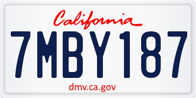 CA license plate 7MBY187
