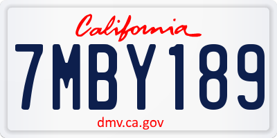 CA license plate 7MBY189
