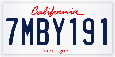 CA license plate 7MBY191
