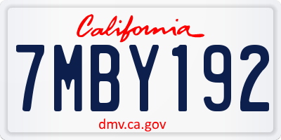 CA license plate 7MBY192