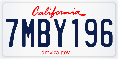 CA license plate 7MBY196