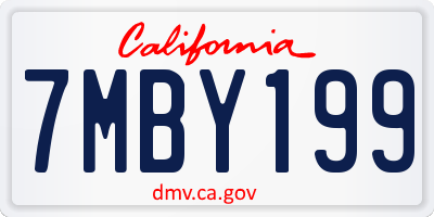 CA license plate 7MBY199