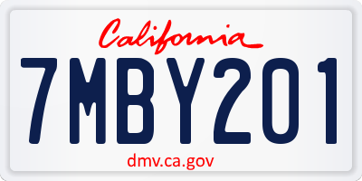 CA license plate 7MBY201