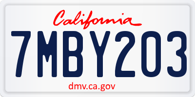 CA license plate 7MBY203