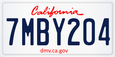 CA license plate 7MBY204