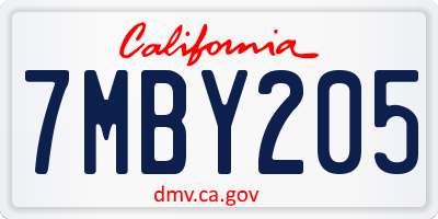 CA license plate 7MBY205