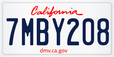 CA license plate 7MBY208