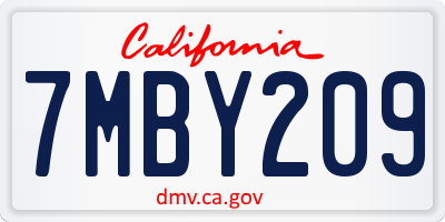 CA license plate 7MBY209