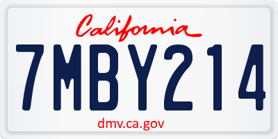 CA license plate 7MBY214