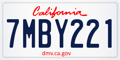 CA license plate 7MBY221