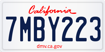 CA license plate 7MBY223