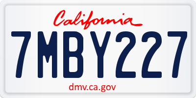 CA license plate 7MBY227
