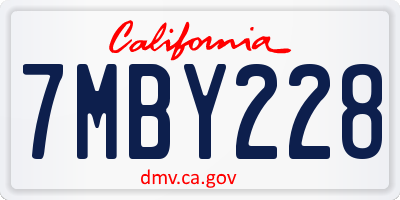 CA license plate 7MBY228