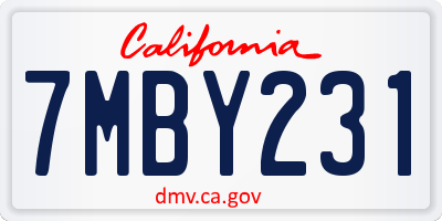 CA license plate 7MBY231